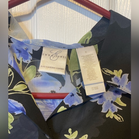 Emma James Floral Sheer Blouse Size Medium - Picture 3 of 6